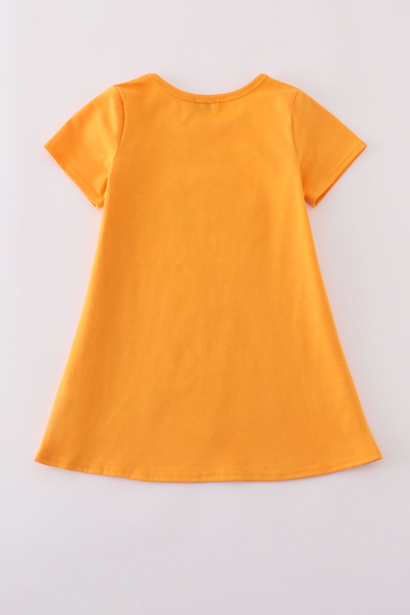 Orange Tennessee Volunteers glitter dress for kids, featuring a sparkly, playful design.