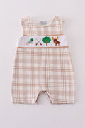 Khaki jonjon with playful hunting embroidery, perfect for adventurous little ones.
