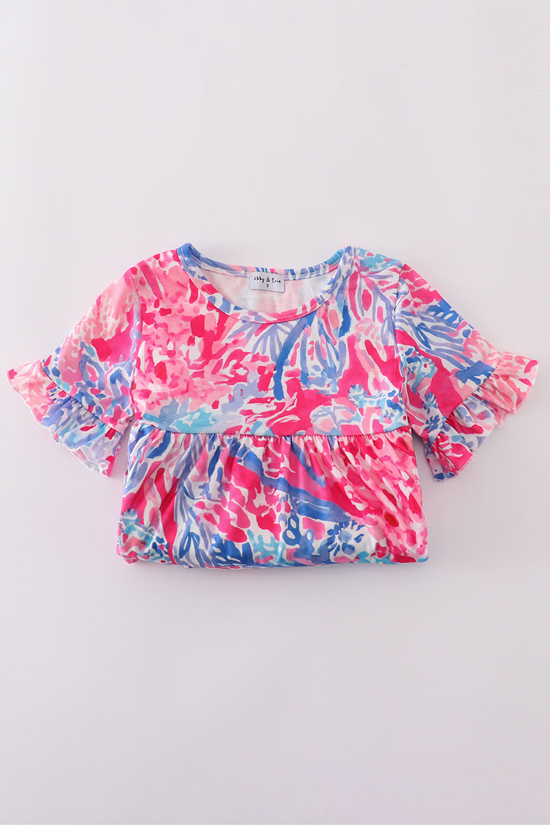 Matching Pink Paradise Reef print mom&me dresses with vibrant coral and ocean patterns.