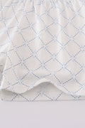 Blue classic lattice charm shorts set featuring a playful checkered pattern, perfect for summer fun.