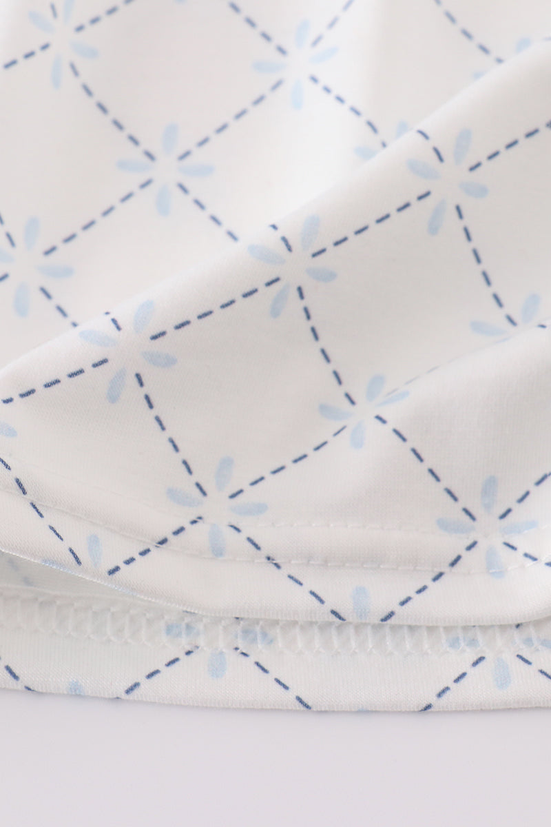 A charming blue bow lattice dress set perfect for playful outings.
