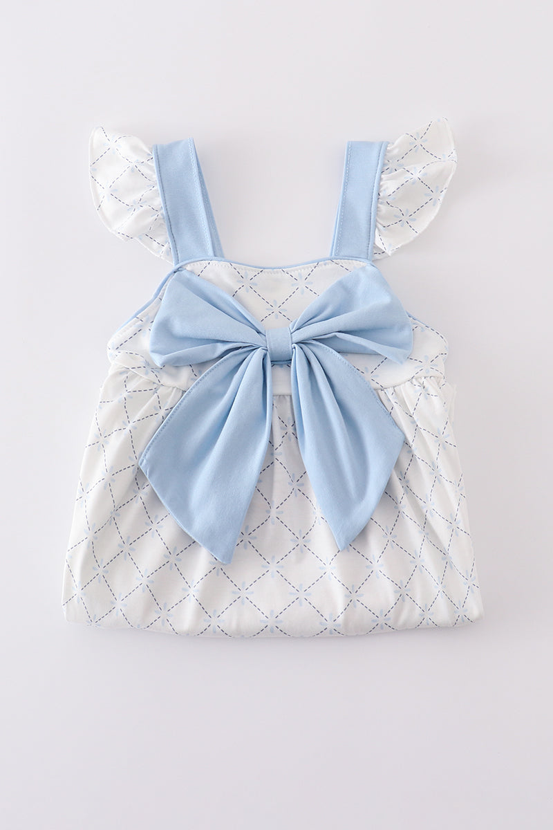 A charming blue bow lattice dress set perfect for playful outings.