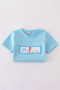 Blue marine creature embroidery set with playful sea animals, perfect for kids.