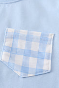 Blue gingham shorts set with playful pattern, perfect for sunny adventures.