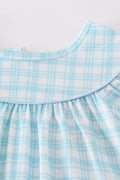 Blue farm-themed ruffle shorts set with playful appliques for kids.