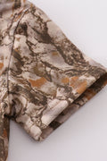 Brown bubble romper with three adorable deer embroidered on the front.