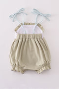 Green ruffle bubble with farm windmill embroidery, perfect for playful adventures.