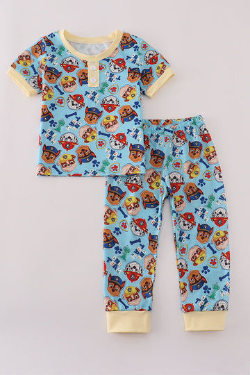 Blue character print pajamas set