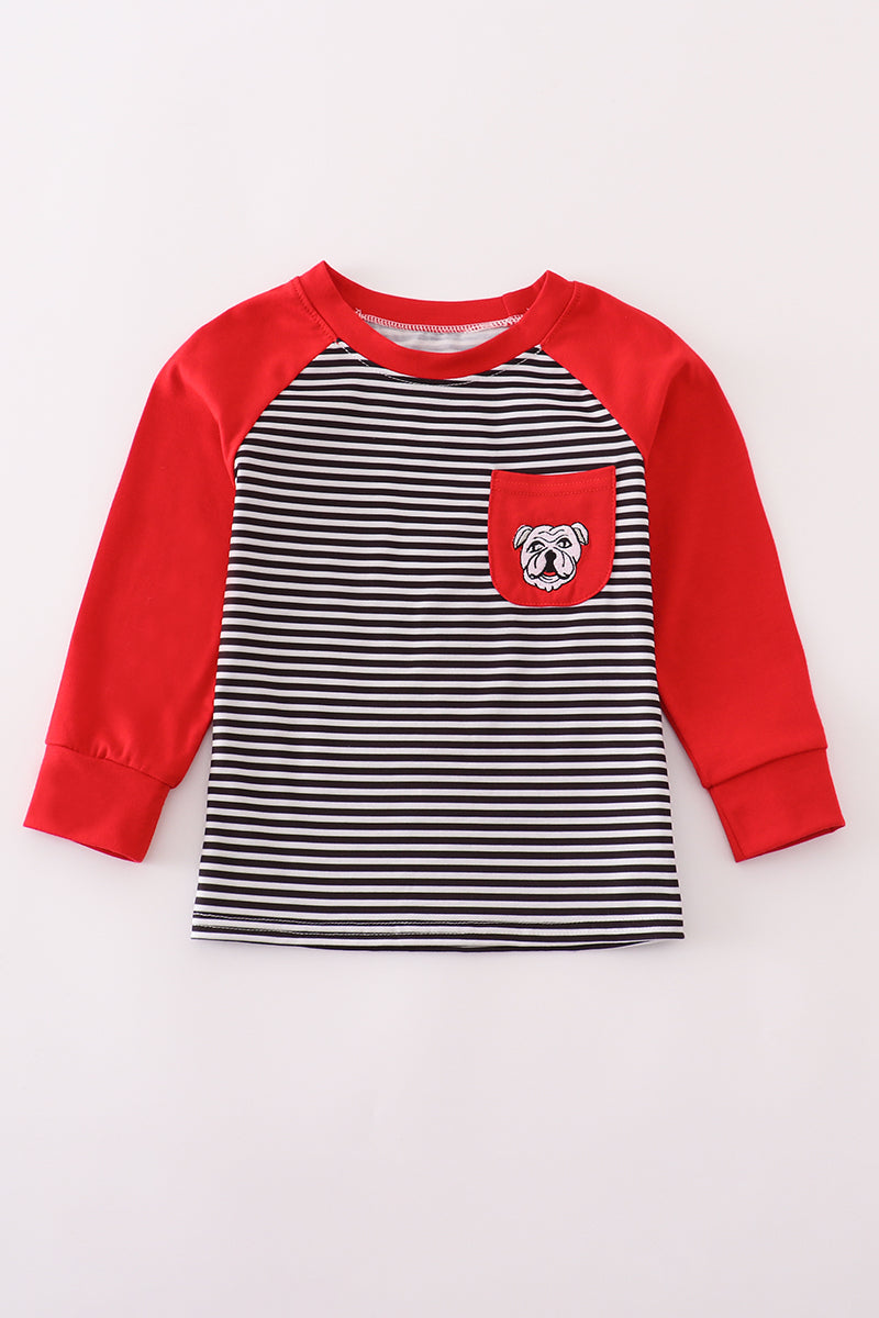 Georgia bulldog embroidery stripe top