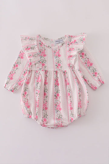 Pink floral print ruffle bubble
