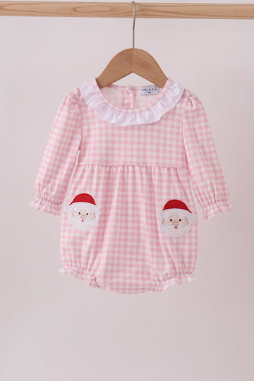 Pink santa claus applique ruffle bubble