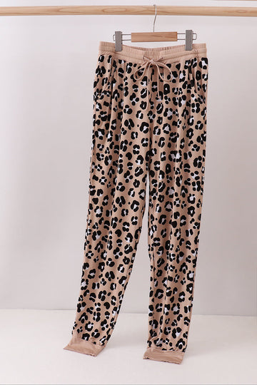 Brown leopard bamboo mom pajama pants