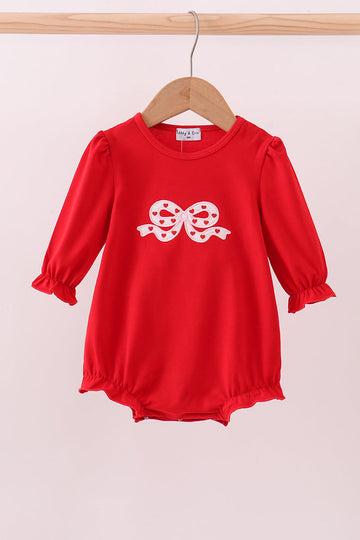 Red bow applique bubble