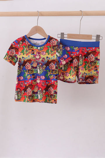 Blue character bamboo pajama set