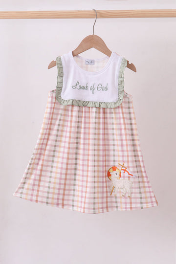 Lawb of god applique plaid ruffle dress