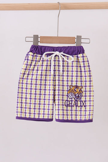 Purple LSU GEAUX embroidery trunks