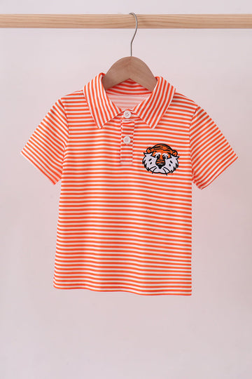 Auburn embroidery stripe button down shirt