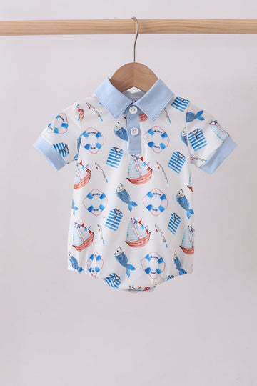 Blue sailboat print bubble