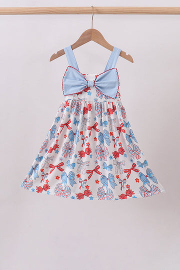 Blue bow print dress