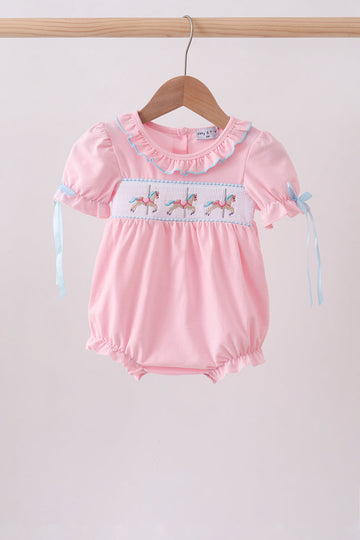Pink carousel smocked bubble