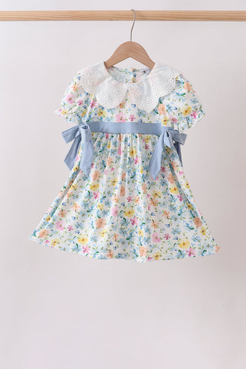 Blue Floral Lace Dress