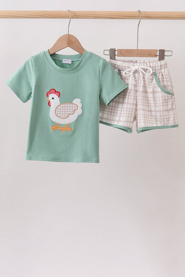 Sage Chicken Applique Set