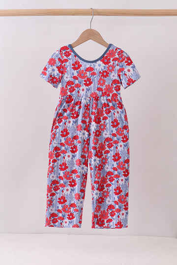 Blue Floral Bamboo Jumpsuit