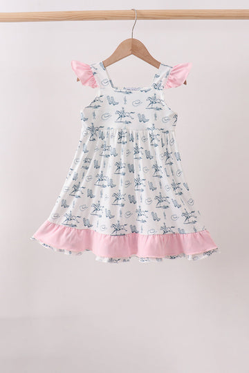 Pink Cowboy Ruffle Dress
