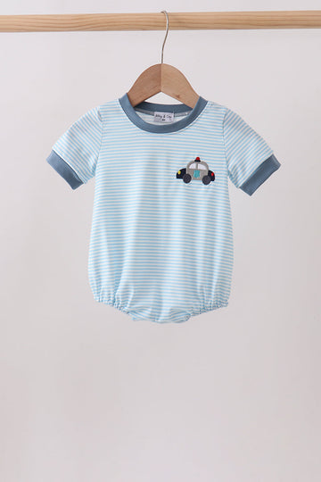 Blue Police Car Stripe Embroidered Bubble