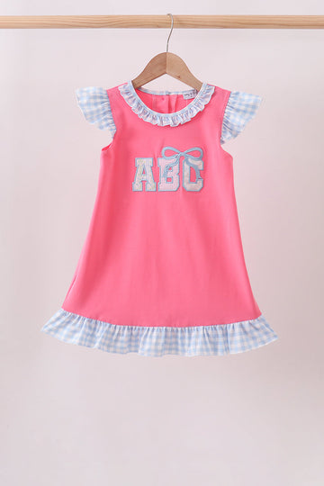 Pink ABC Appliqué Ruffle Dress