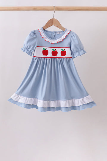 Blue Apple Embroidered Dress