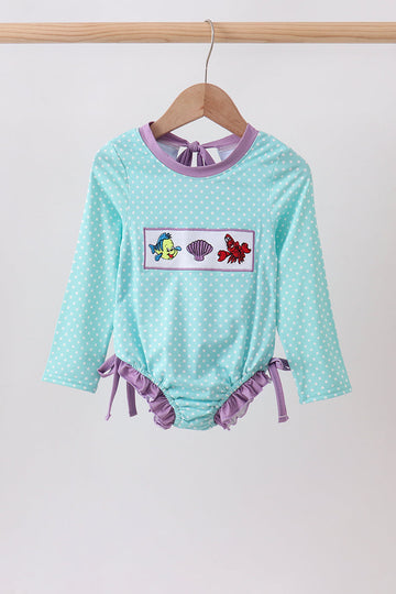 Blue under the sea Embroidered UPF Rashguard