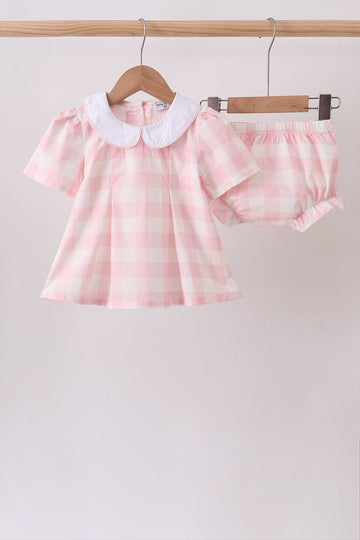 Pink Gingham Bloomer Set