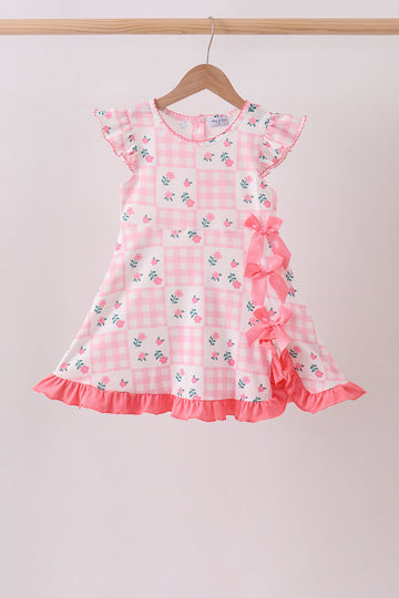 Pink Floral Ruffle Dress