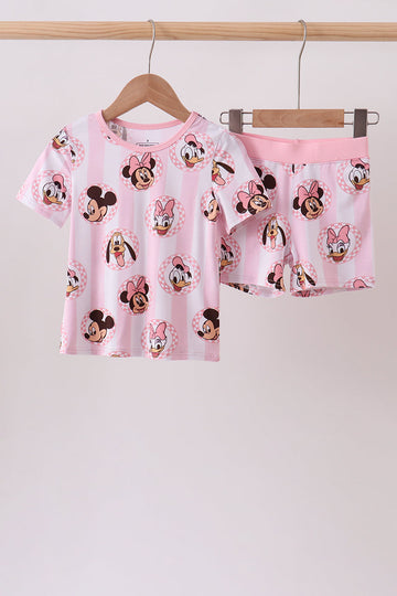Pink character bamboo pajama set