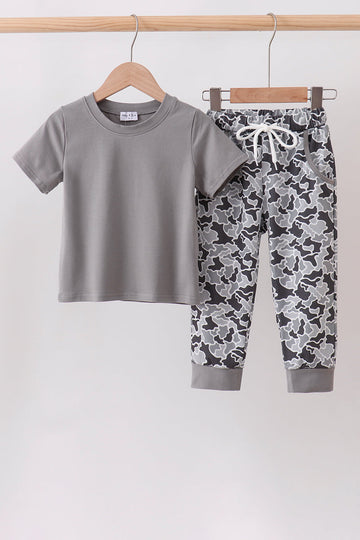 Grey Camouflage Jogger Set