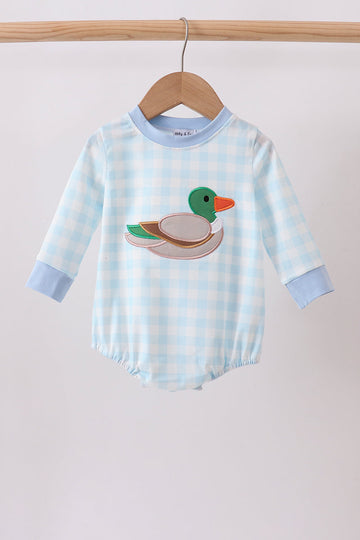 Blue Mallard Applique Gingham Bubble
