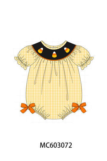 Mustard Candy Embroidery Gingham Bubble
