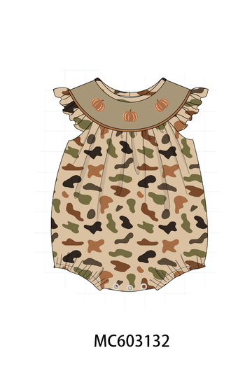 Camouflage Pumpkin Embroidery Ruffle Bubble