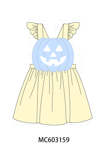 Cream Jack-O-Lantern Applique Ruffle Dress