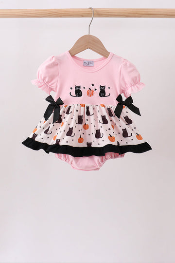 Pink Pumpkin Cat Embroidery Bubble