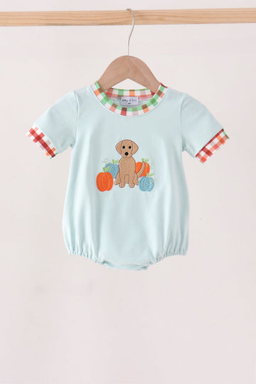 Blue Puppy Pumpkin Embroidery Bubble