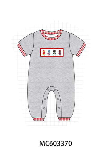 Grey character embroidery romper