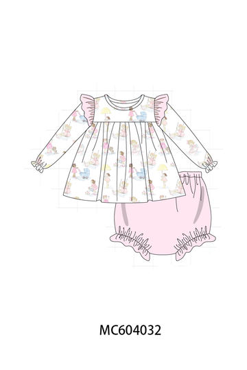 Pink all day adventure ruffle bloomer set
