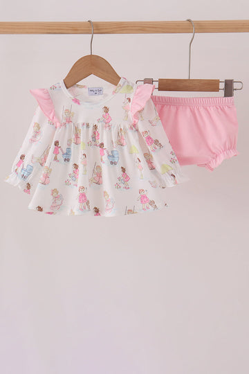 Pink all day adventure ruffle bloomer set