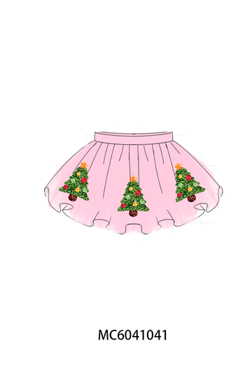 Pink Christmas Tree Sequin Skort
