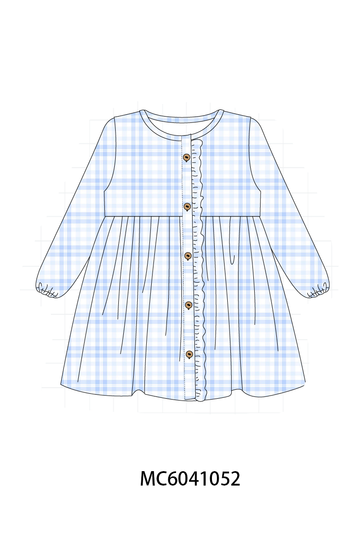 Blue Plaid Ruffle Dress