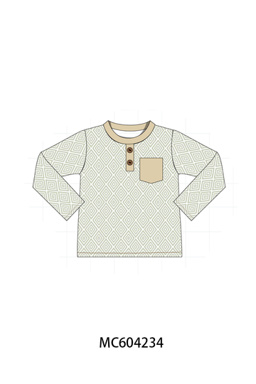 Khaki Geo Diamond Pocket Top