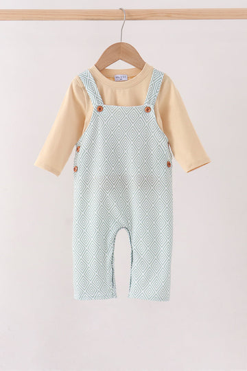 Khaki Geo Diamond 2pc romper set