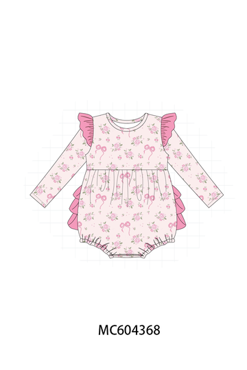 Pink floral bow ruffle bubble